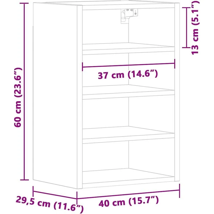 vidaXL Hängeschrank Riga Artisan-Eiche 40x29,5x60 cm Holzwerkstoff 854183 – Bild 9