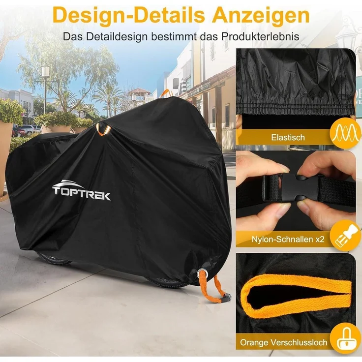 Toptrek 2-Fahrradabdeckung 210D Wasserdicht Oxford-Gewebe 210x110x95cm – Bild 4