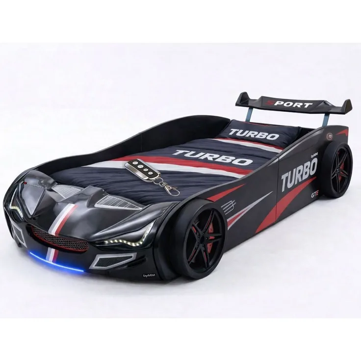 Autobett GTE Kinderbett im Rennwagen-Design mit Lattenrost Farbe Schwarz