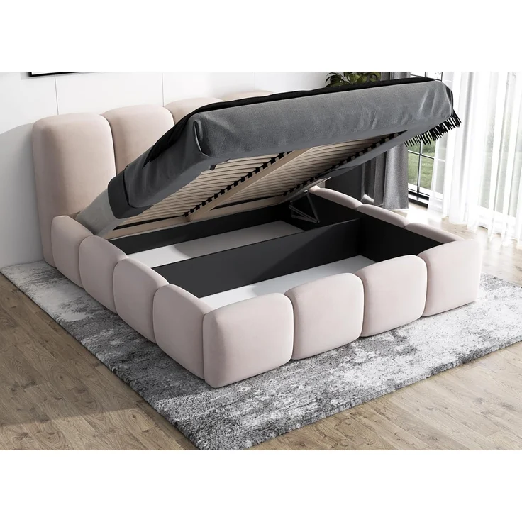 Polsterbett DONA 90x200 ohne Matratze mit Bettkasten und Lattenrost. Farbe: Anthracite 18 – Bild 3