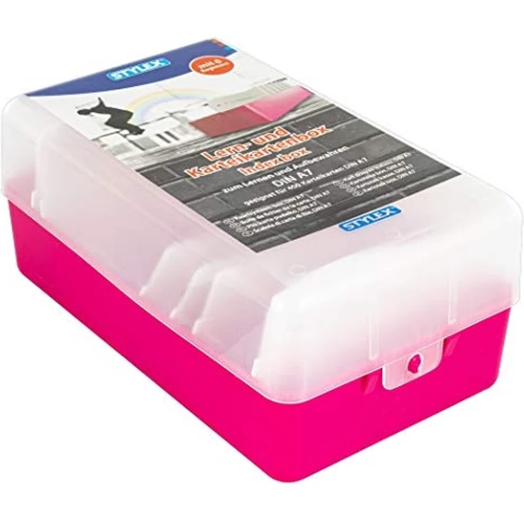 Stylex Schreibwaren Aufbewahrungsbox Lernbox / Karteikasten / A7 / Farbe: pink – Bild 1
