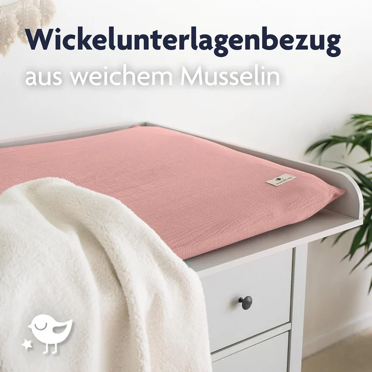 Julius Zöllner Überzug Wickelauflage Musselin dusty rose 75/75 cm – Bild 2