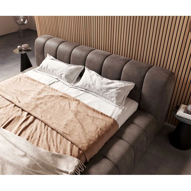 Polsterbettgestell Cutio 180x200 cm Mikrofaser Taupe Vintage – Bild 5