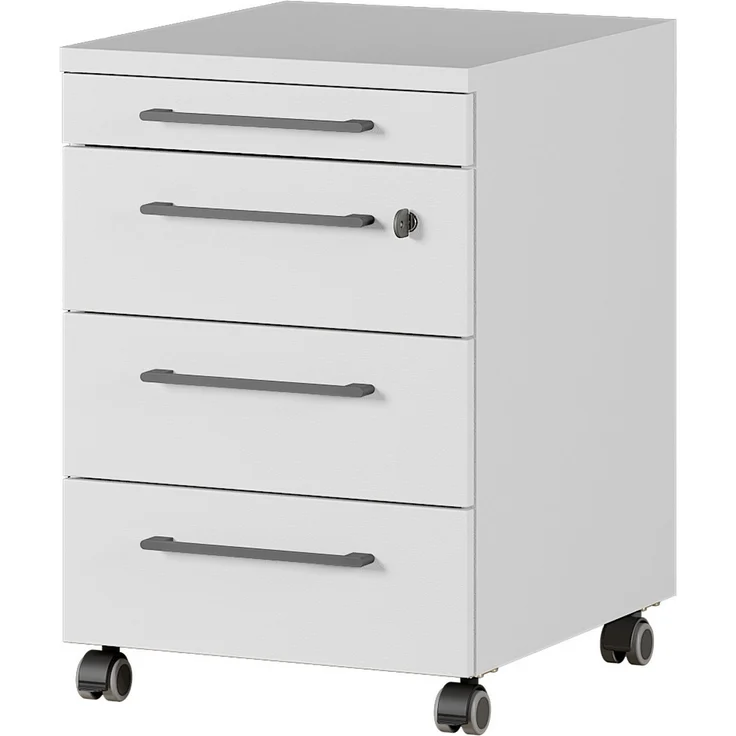 bümö Andratx Rollcontainer mit Schubladen, Container abschließbar aus Holz in grau - Rollwagen für's Büro als Schreibtisch Unterschrank, Bürocontainer od. Schreibtischcontainer, AXRC-69 – Bild 1