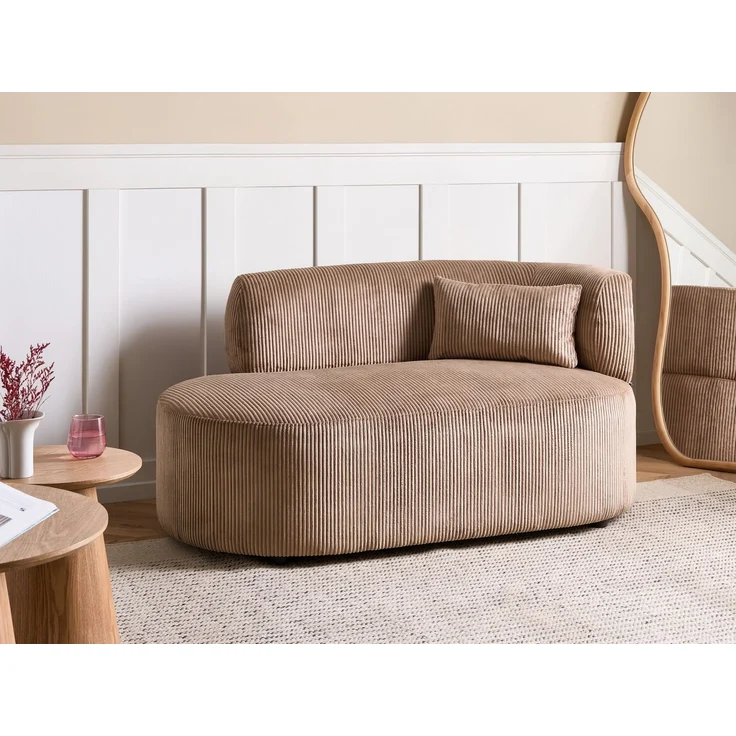 Rechtsseitige Chaiselongue VANVEY Cord Sandbeige – Bild 3