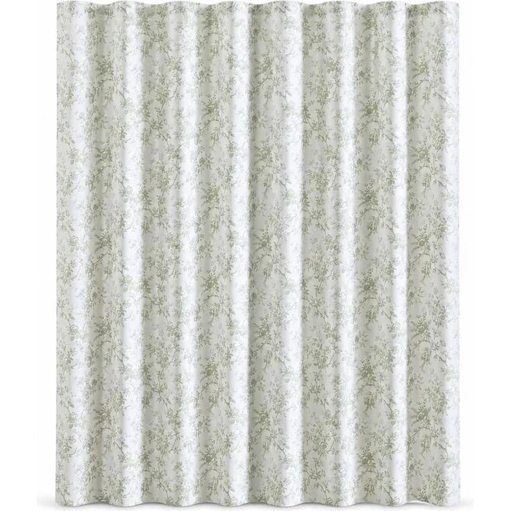 Duschvorhang mit Blumen-Digitaldruck wasserabweisend und schimmelhemmend Weiß-Grün, 180x200 cm – Bild 1