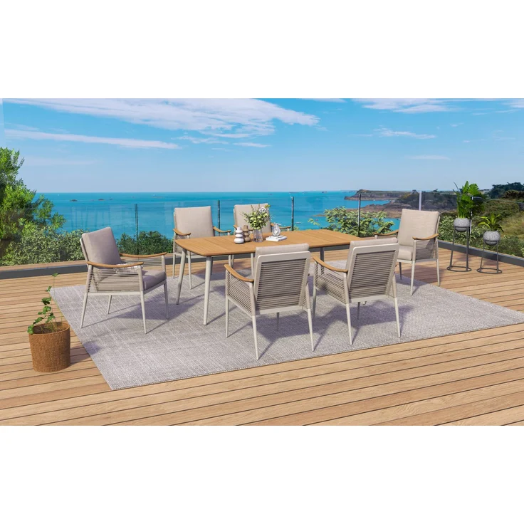 Garten-Sitzgruppe LIVIA - Kunststoff, Braun | Gartenmöbel-Set Gartengarnitur Garten-Essgruppe mit Stühlen und Esstisch – Bild 2