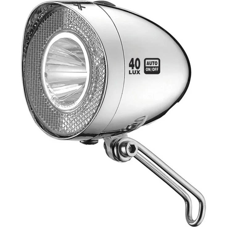 XLC CL-D04 Dynamo-Scheinwerfer, LED, Retro, Reflektor, 40 Lux, Standlicht, Sensor, silber