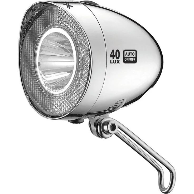 XLC CL-D04 Dynamo-Scheinwerfer, LED, Retro, Reflektor, 40 Lux, Standlicht, Sensor, silber