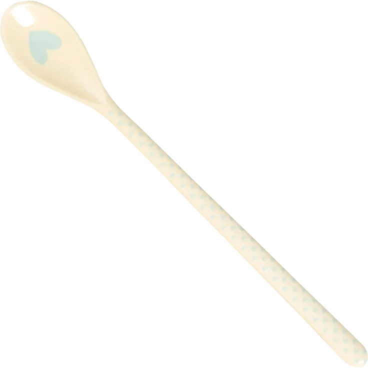 Rice Latte-Löffel, Herzen Hellblau, Melamin beige, 22 cm