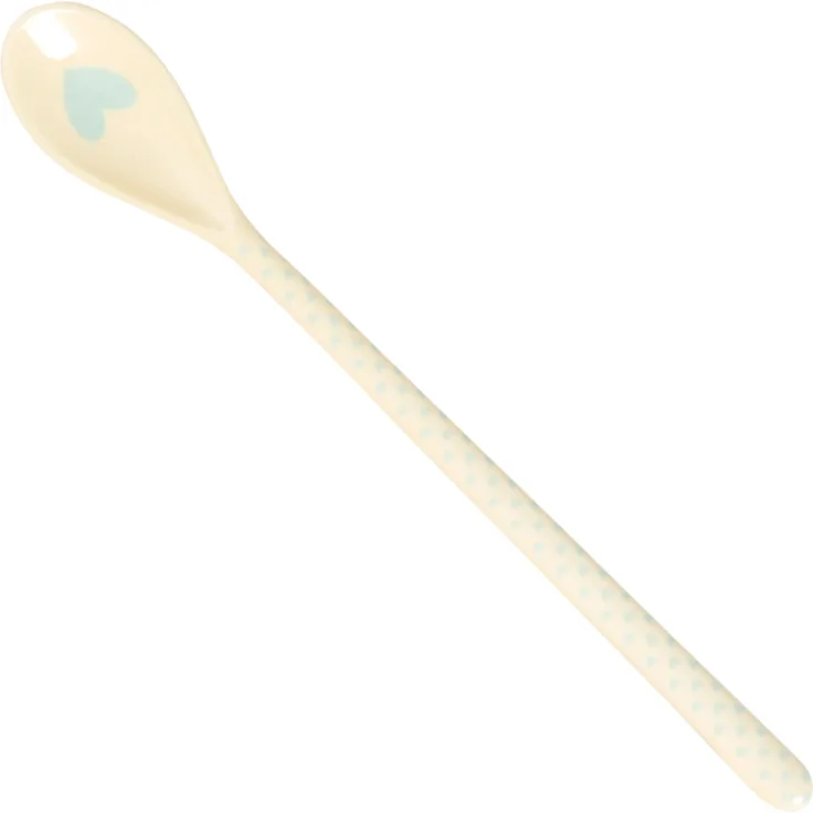 Rice Latte-Löffel, Herzen Hellblau, Melamin beige, 22 cm