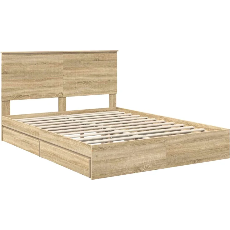 vidaXL Aufbewahrungsbett Sonoma-Eiche 150 x 200 cm Holzwerkstoff 3411196 – Bild 3