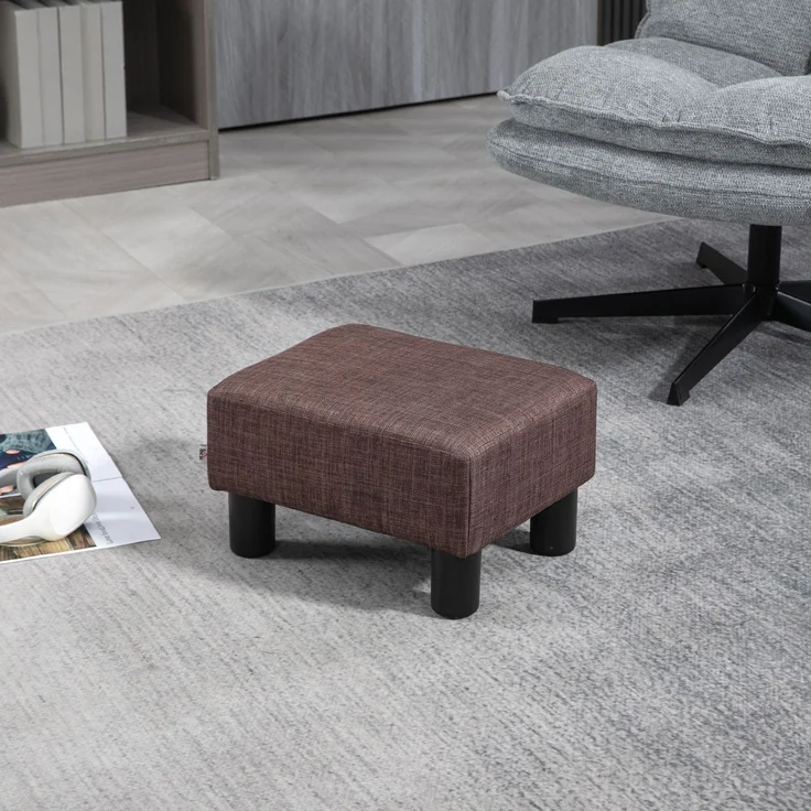 Hocker mit Stoffbezug in Leinenoptik, bis 110 kg, braun, 40 x 30 x 24cm--Braun--40x30x24cm--YOUDENOVA – Bild 4