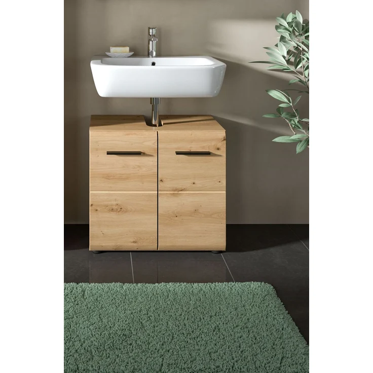 Waschbeckenunterschrank (B/H/T: 60x54x30 cm) in Artisan Oak Nachbildung und Artisan Oak Nachbildung – Bild 6