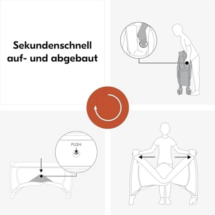 Hauck Reisebett Travel Bed Sleep N Easyfold inkl. Tragetasche Dark Grey – Bild 4