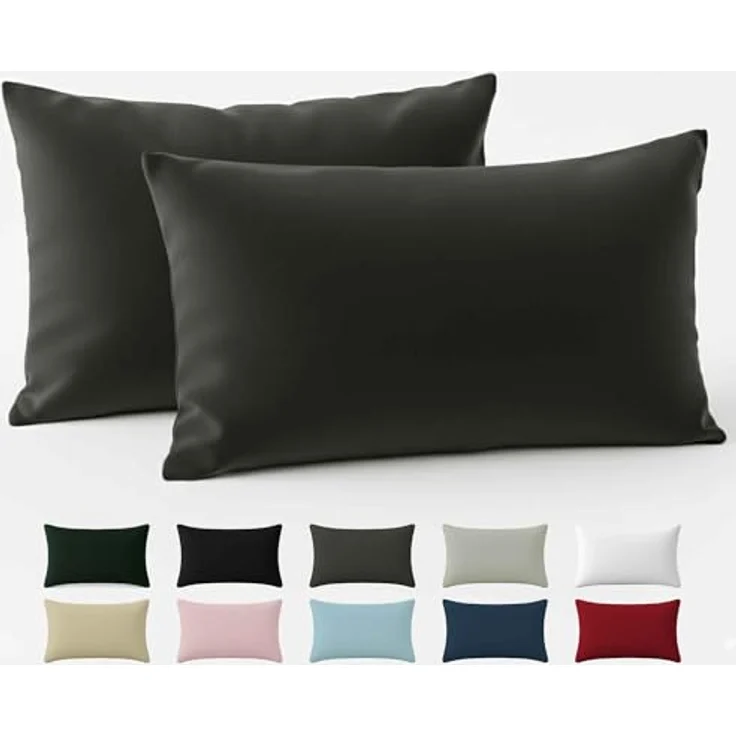 Kissenbezug 50x70 Renforcé Baumwolle (2er-Set) - Anthrazit - Dicht gewebt mit 57 Fäden/cm² - Kissenbezug 70x50 cm - Oeko Tex Zertifiziert - Dreamzie – Bild 2