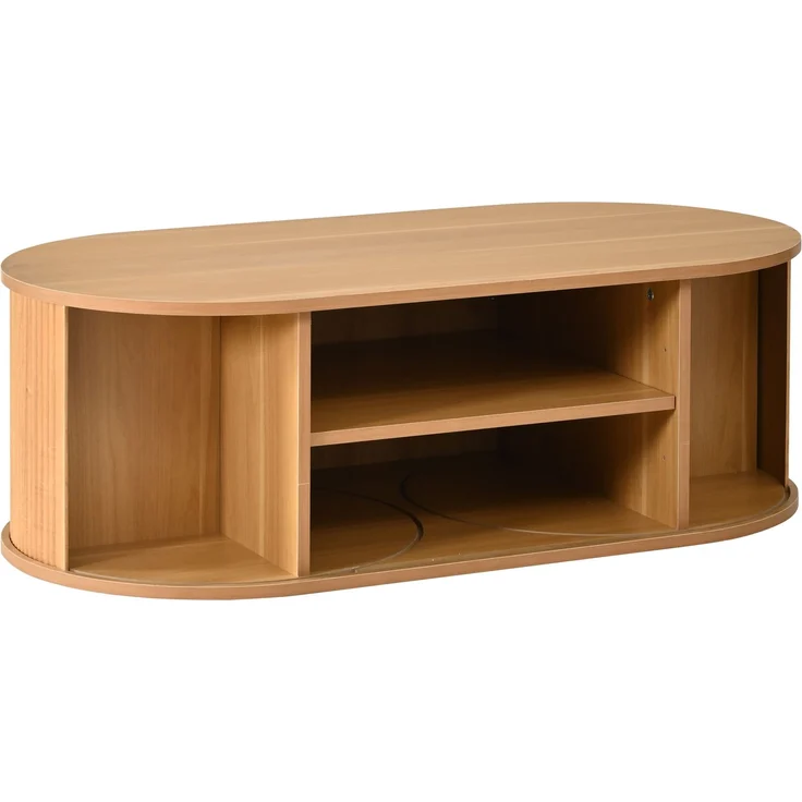 Couchtisch 100 x 50 x 33 cm, mit ovaler Tischplatte, mit verdeckt liegendem Stauraum, aus MDF und Spanplatte, Naturfarben – Bild 21