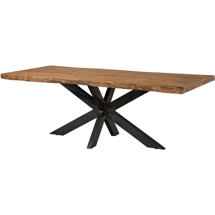 Baumtisch Sheesham 180 x 90 x 77 natur gebeizt / Kreuzgestell anthrazit glänzend FREEFORM 5 – Bild 1