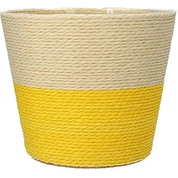 INNA-Glas Übertopf Blumenkorb NERIONKO Duo, beige-gelb, 13 cm, Ø 15,5 cm – Bild 1