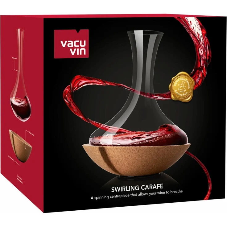Vacu Vin Schwingdekanter, Weindekanter mit Schwungfunktion, Kristallglas, Kork, 76010602 – Bild 1