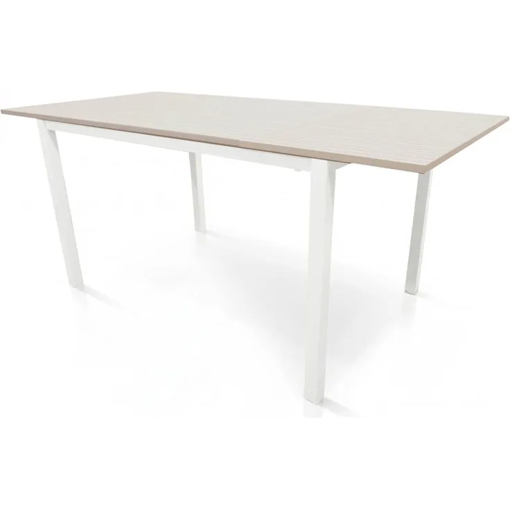 Dmora Ausziehbarer Tisch aus lackiertem Metall und Laminatplatte, weiße Farbe, 110 x 76 x 70 cm