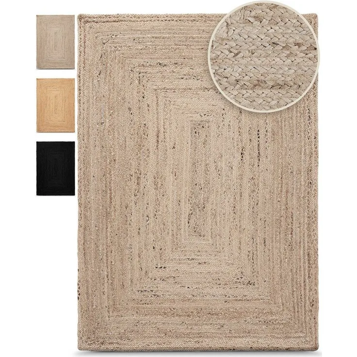 carpetfine Teppich Nele Juteteppich Naturfaser, rechteckig, Höhe: 6 mm, geflochtener Wendeteppich aus 100% Jute, quadratisch und als Läufer