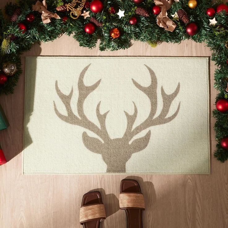 Sonive Fußmatte Außen Innen 50x80 cm, mit Weihnachtselch Muster | Fußabtreter rutschfeste Schmutzfangmatte Türmatte waschbar Fußabtreter Eingangsteppich für Hund,Eingang, Haustür & Flur