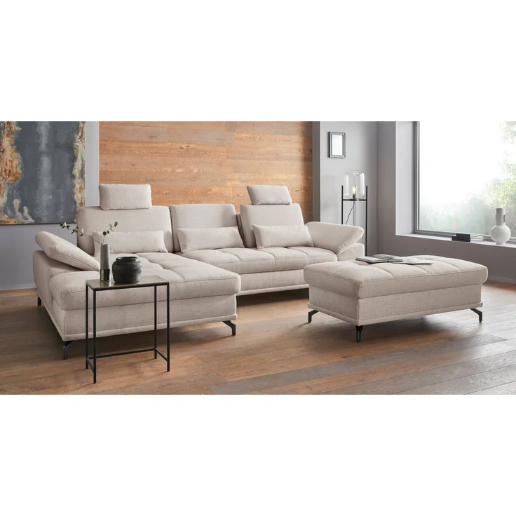 Places of Style Ecksofa Costello L-Form, mit Sitztiefenverstellung, Armteilverstellung und, 3 Nierenkissen, optional Bettfunktion und Bettkasten – Bild 5