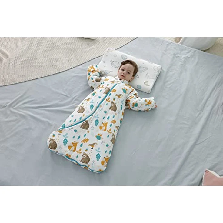 MIKAFEN Baby Winter Schlafsack Kinder Schlafsack 3.5 Tog Schlafsaecke aus Bio Baumwolle Verschiedene Groessen von Geburt bis 4 Jahre alt (L:Höhe 90cm-105cm/24-48Monate, Tierwelt) – Bild 7