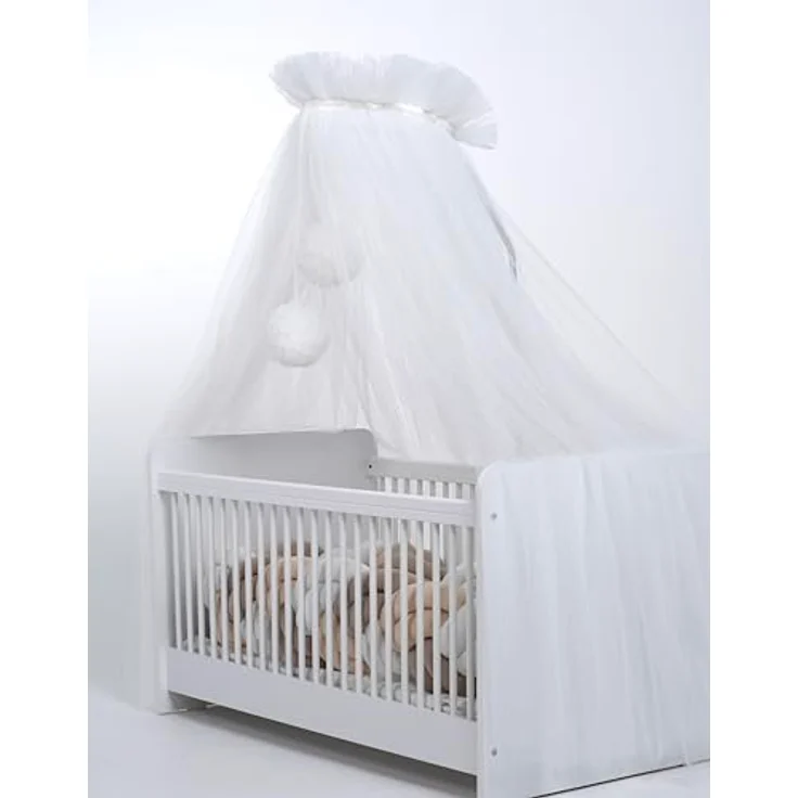 Baby Fancyroom Betthimmel Tüll Betthimmel für Babybett Babywiege Beistellbett Moskitonetz, 165cm lang, mit 2 Bommeln – Bild 3