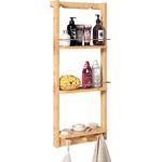 Casaria Badregal mit 3 Böden und 3 Haken, Bambus natur, 28,5 x 70 x 10 cm