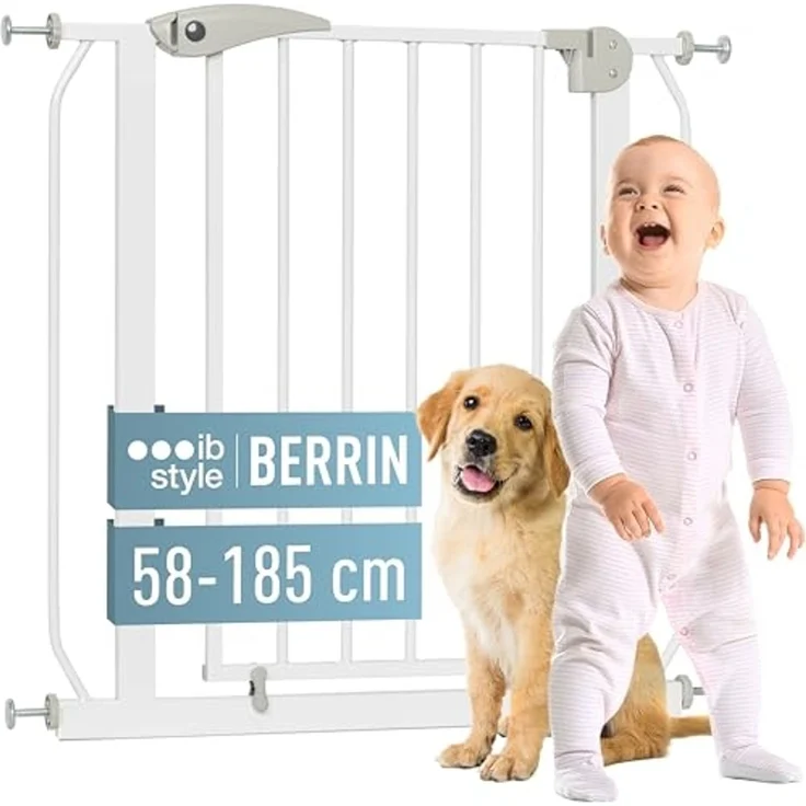 ib style® Berrin ! PREISSIEGER ! Treppengitter 58-175 cm | Ohne Bohren |Auto-Close| 90° Stop | Einhand Bedienung | 108-116 cm – Bild 1