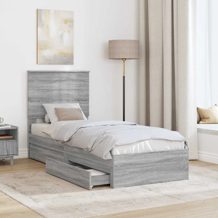vidaXL Aufbewahrungsbett Graues Sonoma 75 x 190 cm Holzwerkstoff 3411262 – Bild 2