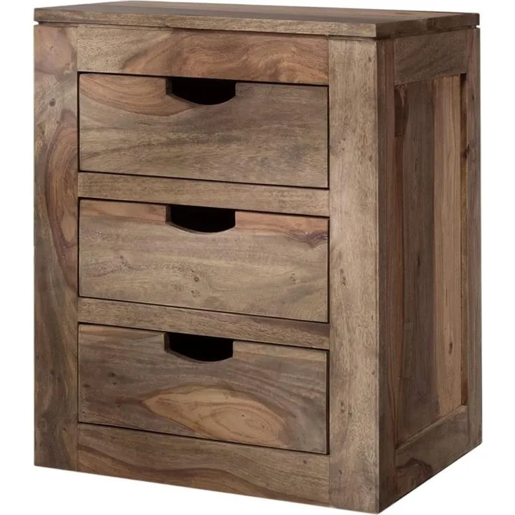 Rollcontainer Sheesham 45 x 40 x 60 grau geölt NATURE GREY #714