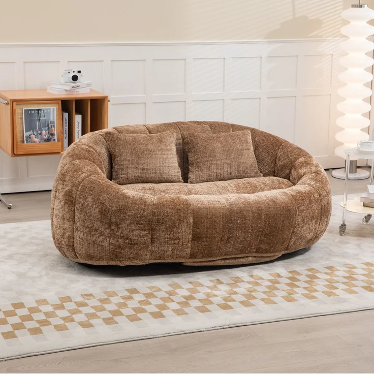 Bean Bag Sofa Lounger 150x95x63 cm, Kaffee Chenille, hohe Rückenlehne, Indoor/Outdoor – Bild 1