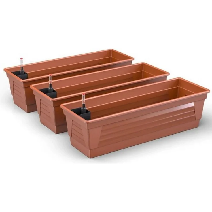 Plastard Blumenkasten, 3er-Set Pflanzkasten mit Hydroeinsatz & Wasserstandsanzeiger (3er-set, 3er-Set mit Hydroeinsatz & Wasserstandsanzeiger 60 cm, 80 cm 100 cm), Witterungs- und UV-Beständigkeit – Bild 4