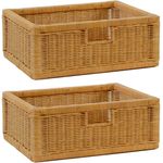 Krines Home Regalkorb 2er Set Regalkorb Aufbewahrungskorb Korb geflochten Rattan Korbset (2-teiliges Set), ca. 43 x 32 x 17,5 cm Aufbewahrung Regal Schrankkorb