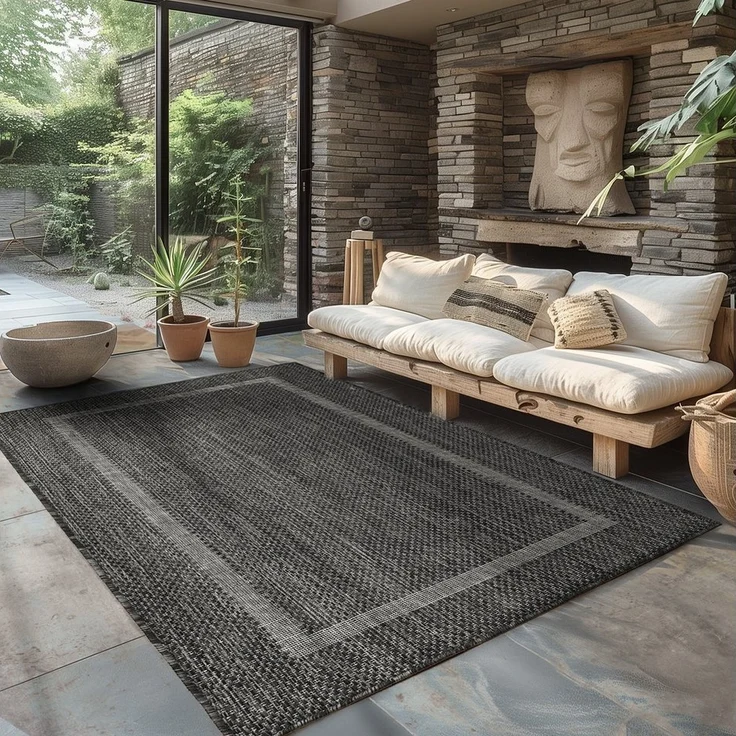 Carpettex Outdoorteppich Unicolor - Einfarbig, Rund, Höhe: 5 mm, Teppich Wetterfest Balkon Küchenteppich Flachgewebe Sisaloptik – Bild 5