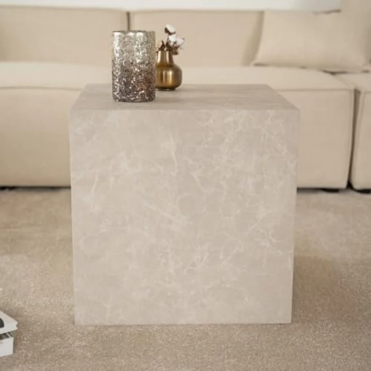 HOME DELUXE Couchtisch AMIRI M 50 x 50 x 50 cm, Marmoroptik, Wohnzimmertisch, Beistelltisch – Bild 4