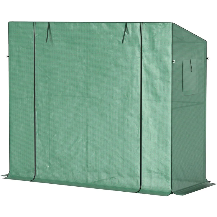 MELAYR, Mini-Gewächshaus, Anlehn-Gewächshaus mit Rolltür und Netzfenstern, UV-beständig, 200 x 76 x 170 cm, Grün – Bild 2