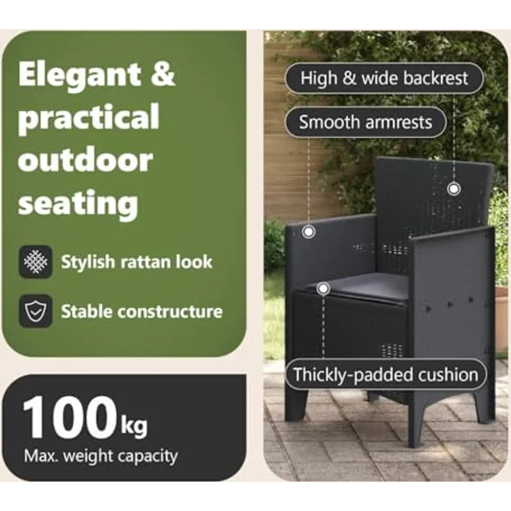 vidaXL Gartenstuhl 2 pcs Anthrazit 53 x 49 x 85 cm Polypropylen 847451 – Bild 8