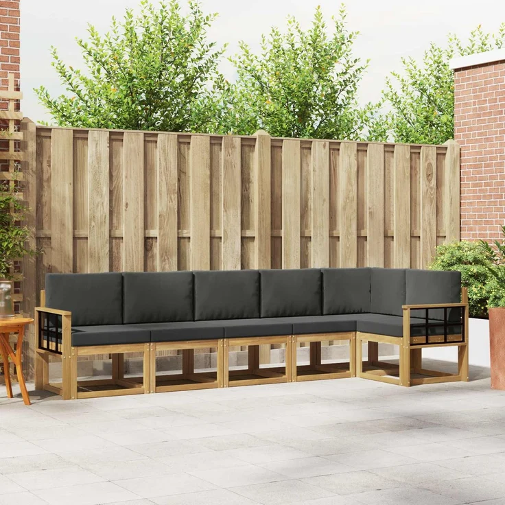 vidaXL Outdoor-Sofagarnitur 6 stk. Weiß und Anthrazit Polyester 3387711 – Bild 1