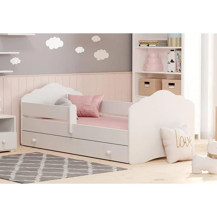 Kids Collective Kinderbett für Mädchen mit Matratze und Schublade & Lattenrost (70x140, 80x160 cm Jugendbett Einzelbett Komplettbett in weiß), Bett für Kinder Bett komplett Set Rausfallschutz Kinderbett 70x140 cm – Bild 1