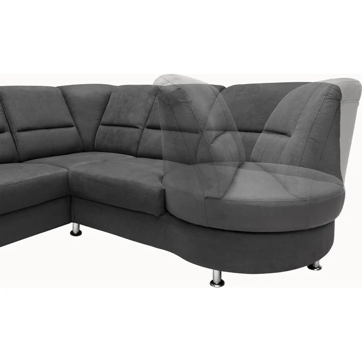 Ecksofa >Ludwigshafen< in 1217 Toro schwarz, Mikrofaser - 236x113x275cm (BxHxT) – Bild 6