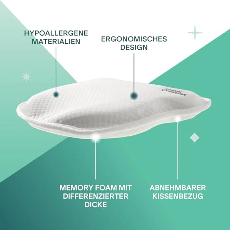 KOALA BABYCARE Babykissen Plagiozephalie, abnehmbar (mit Zwei Kissenbezügen), hilft EIN Plattkopfsyndrom vorzubeugen und zu behandeln. Aus Memory Foam - Weiß - Registriertes Design KBC® – Bild 6