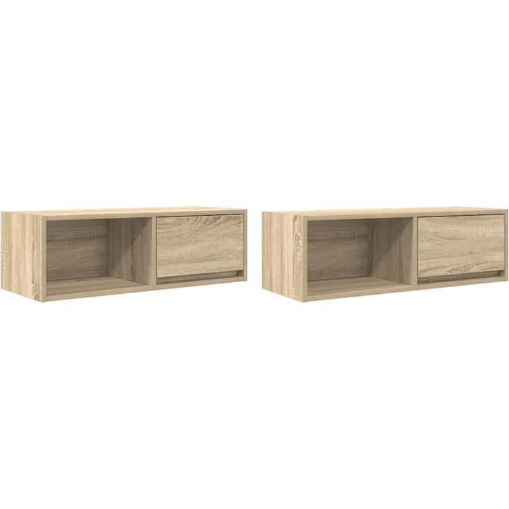 2 pcs TV-Schrank, Lowboard TV Sonoma-Eiche 80x31x25,5 cm Holzwerkstoff – Bild 2