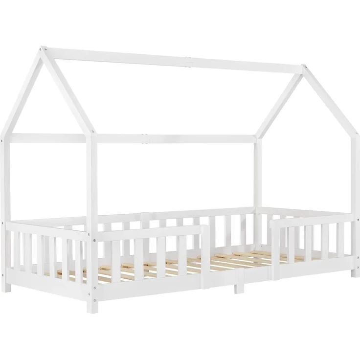 en.casa 'Sisimiut' Hausbett 90x200 cm, weiß, Kieferholz, inkl. Rausfallschutz und Lattenrost – Bild 2