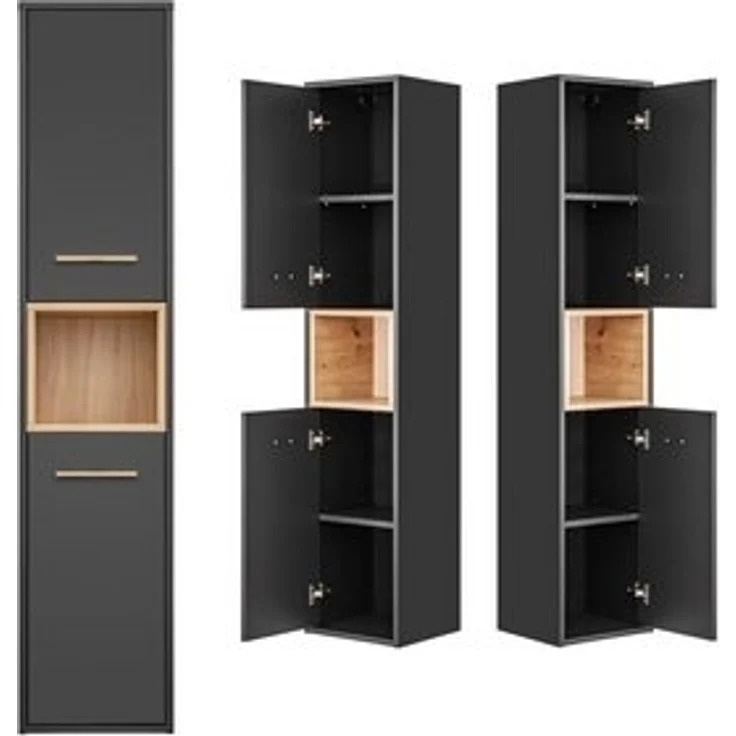 Badezimmer Hochschrank BOLOGNA-56 in anthrazit mit Artisan Eiche Nb, B/H/T: ca. 36/170/33 cm – Bild 6