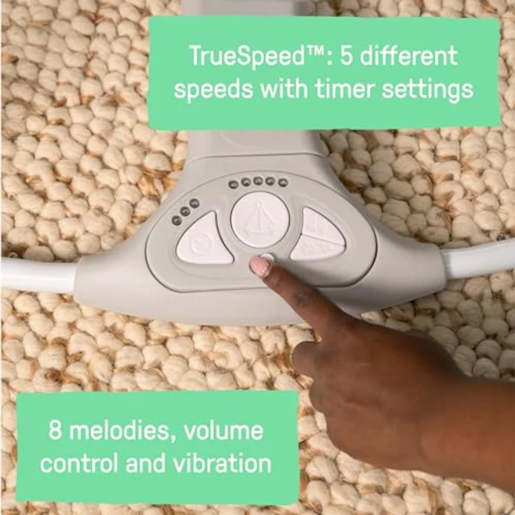 Ingenuity Swing 'n Go Babyschaukel & Babywippe Chambray mit Spielbogen, 5-Punkt-Sicherheitsgurt, 5 Schaukelgeschwindigkeiten, 8 Melodien, WhisperQuiet-Technologie – Bild 3