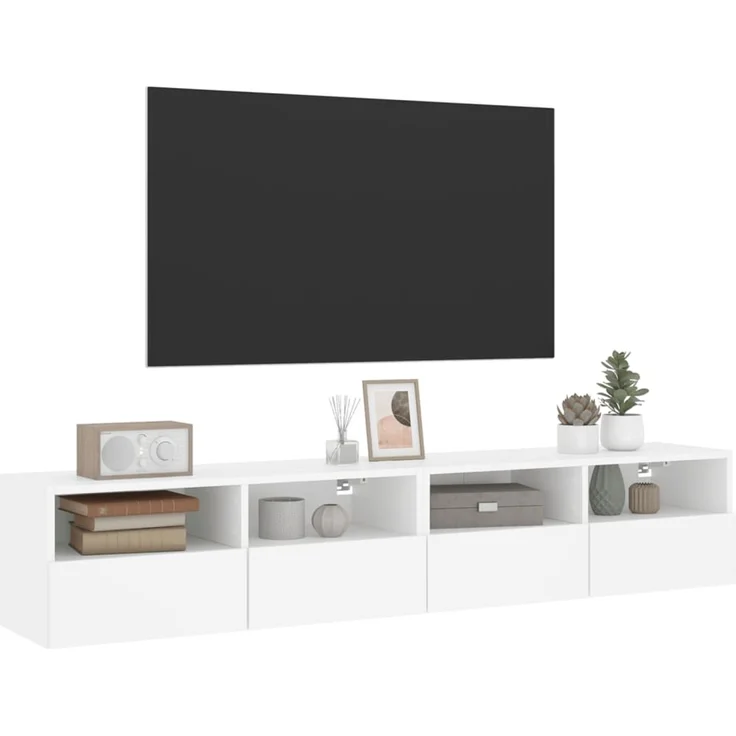 2 pcs TV-Wandschrank, TV Hängeboard Hängeschrank Weiß 80x30x30 cm Holzwerkstoff – Bild 5